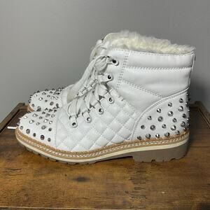 Sam Edelman • Cold Weather Bren Studded Combat Boot • White Women’s Sz 8.5 Punk